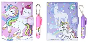 Fusine Pack of 2 Unicorn Pocket Diary and Pen Set for Girls and Kids Birthday (Random Color)