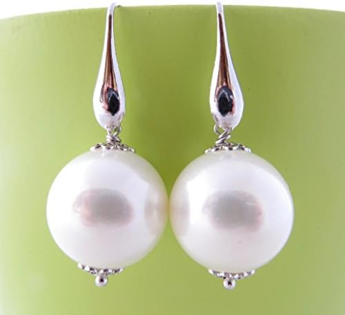 Huge pearl earrings, classic earrings, 925 sterling silver earrings, bridal drop earrings, dangle earrings, wedding jewellery, elegant jewellery, statement jewellery