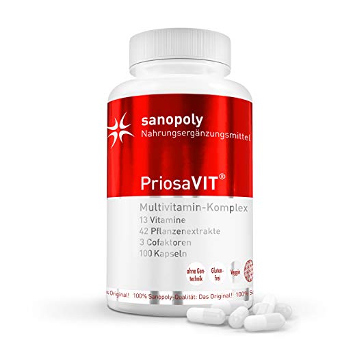 SANOPOLY PriosaVIT die bioaktive Vitamine für Ihre Gesundheit I Steigern Sie Ihre Vitalität & Ihre Vitaminversorgung I Vegetarische Nahrungsergänzung aus ganzheitlichem Vitaminkomplex I 100 Kapseln