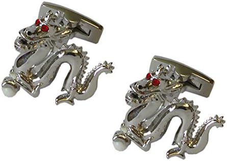 Duncan Walton Lucky Dragon Cufflinks with Red Crystal Eyes.