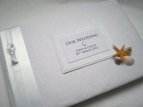 Luxury Boxed &amp; Personalised Beach Theme Wedding Guest Book