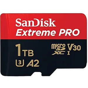 SanDisk 1TB Extreme Pro Micro SDXC UHS-I U3 A2 V30 Memory Card + Adapter SDSQXCZ-1TOO-GN6MA