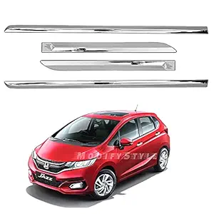 ModifyStyle Side Beading/Side Cladding/Door Garnish/Door Protector Chrome Suitable for Honda Jazz (2020 to Present) Type 3 (Set of 4pcs)