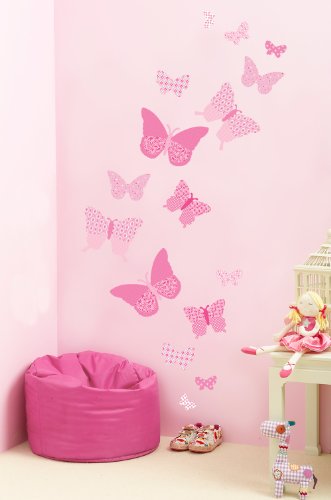Vintage Butterflies Wall Stickers - Pink Collection