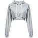 Produktbild Damen Langarm Pullover Crop Top Sweatshirt Langarm Lose Bluse Hemd Shirt Oversize Streetwear MYMYG Einfarbige Kleidung Kurzer Absatz Lust Bauch Oberteil Hemd (Grau,EU:36/CN-M)