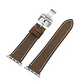 Altsommer Bunter Farben Armband Leder für Apple Watch 42MM / 44MM Armband,Leder Ersatz Armband,Echtes LederArmband Metall Schnalle Sport Bügel für Damen Herren (Coffee)