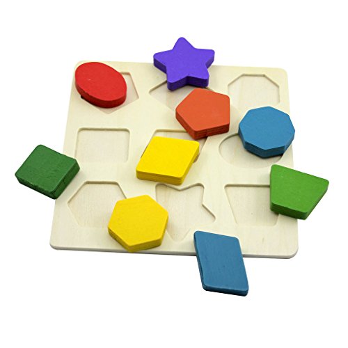Gogogo 3D Wooden Jigsaw Puzzle Shape Pattern Color Cognitive and Matching Toy for Toddler Baby Kids Toy