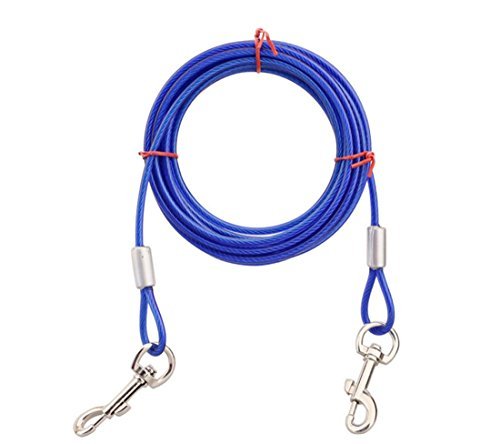 Orchidtent Cuerda de Doble Tracción para Perros Tracción de Dos Cables de Alambre de Acero Alargado Cadena de Perros para Cuerdas de Perro Cuerda Multiusos de Tracción para Mascotas (Azul,3M)
