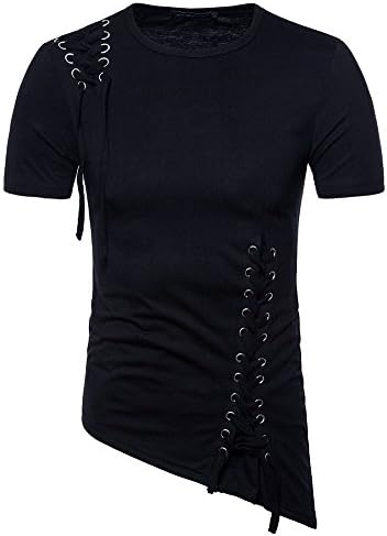 OXFLY Men Hip Hop Hipster Short Sleeve Drawstring Swag Irregular Hem T Shirt