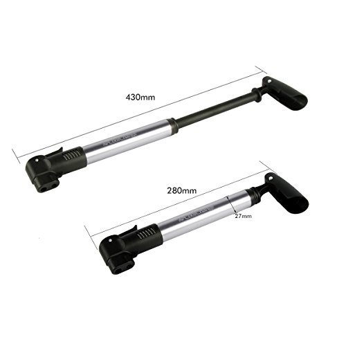 UVISTAR Minipumpe Fahrrad Rennrad, Presta Luftpumpe, 2 Ventil Französisches / Amerikanisches Ventil, Kleine Hochdruck Radpumpe, Universal für Mountainbike Mini Bike Unterwegs - 3