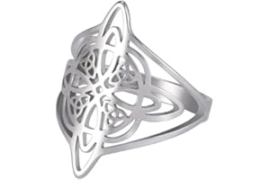 Dreamtimes Anello Nodo Della Strega per Donna Acciaio Inossidabile Anelli a Barretta Celtico Quaternario Anelli Wicca Anello Nodo Streghe Stregoneria Amuleto Gioielli Regalo