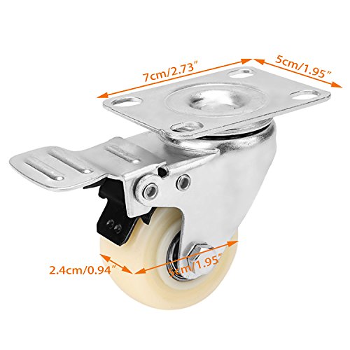 Homdox 4 Stück 50mm 2″ Transportrollen Lenkrollen Strandkorbrollen Schwenkrollen Schwerlastrollen Rollen mit Bremse Tragkraft 400 kg aus Gummi und Stahl - 3