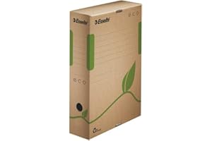 Esselte Boîte d'Archives avec Dos 80 mm, A4, 100 pourcent Carton Recyclé, Brun Naturel, Eco, Unitaire, 623916
