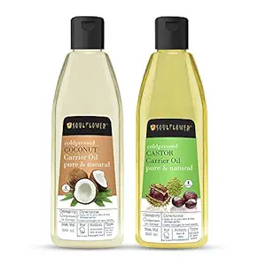 Soulflower Castor Oil & Coconut Oil, 225ml Each, Pack of 2