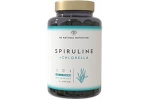 Espirulina y Chlorella 2.200mg por Dosis. Antioxidante y Depurativo. Fuente de Vitaminas y Minerales. 180 Cápsulas. Apoyo al Sistema Inmunilógico. Proteína Vegana. N2 Natural Nutrition