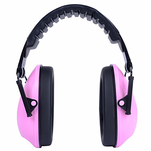Ear Muffs Headband Sicherheit Ohrenschützer NRR 22 dB Gehörschutz, Faltende-gepolsterter Kopfbügel Kapselgehörschützer mit Weichschaum für Erwachsene und Kinder(Rosa) - 2