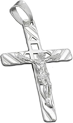 Religious jewelry pendants necklace pendants cross with Jesus from 925 silver 35x22mm