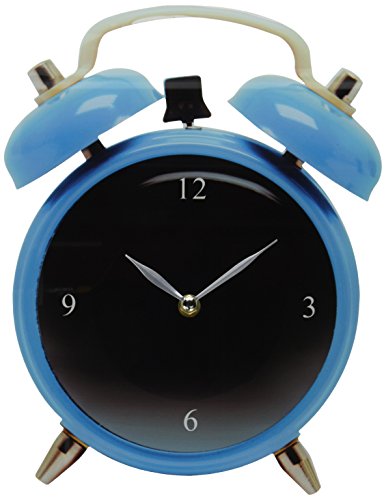 Silly Glas Wanduhr Twinbell mit Wecker Motiv blau