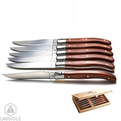 LAGUIOLE 6-teiliges Messerset Edelstahl mit exotischem Holzgriff - 2