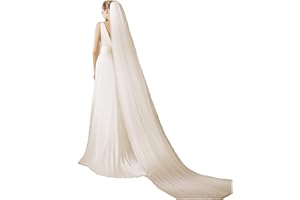 Prosy Voiles de mariée à 2 couches de 299,7 cm de long pour église de mariage en tulle avec peigne pour femmes et filles (blanc)