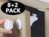 MYTK 8+2 Magic Lock, magnetisches Schrankschloss als Kindersicherung, Montage ohne Bohren und Schrauben (8 Schlösser mit 2 Schlüssel Weiß)