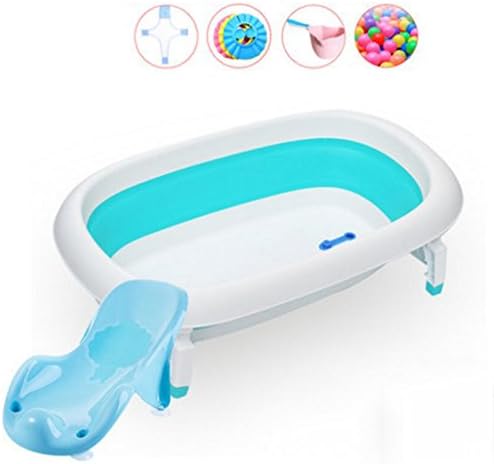MXJ61 Bathtub Baby Fold Child Thickening Sit Lie Temperature Sensing ( Color : Blue )