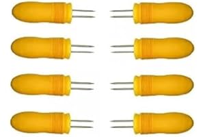 T&B ENTERPRISE 8 Pcs Corn Cob Skewers, Stainless Steel BBQ Skewers, Easy Hold Corn On The Cob Holders, Corn Grips Forks, Barbecue Grill Tool, Creative Sweetcorn Holder Fork, Corn Cob Sticks, for Kids Adults