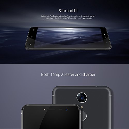 Cubot Note Plus 4G-LTE Smartphone 5.2 Zoll Android 7.0, Quad-Core 3GB Ram+32GB ROM, 16MP + 16MP Kamera, Fingerabdrucksensor Benachrichtigungs-LED, Dual Sim ohne Vertrag Handy
