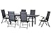 Produktbild 7-teilige Luxus Aluminium Textilen Gartenmöbelgruppe "El Paso" , 6 Klappsessel "Bolero" und ein Ausziehtisch "Miros" 180/240x90 mit Spraystone Platte, anthrazit