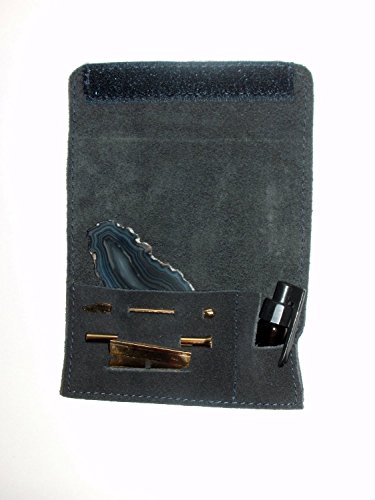 Schnupf Set Schnupftabak Etui in Gold mit Achatscheibe und Dosierer (Kleine Scheibe) - 3