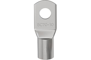 Lumonic 1x terminal de cable tubular 70mm² M10 I terminal de cable crimpado 70mm2 desnudo SC70-10 terminales de anillo 70mm², terminales de cable 70mm² I terminales de cable de anillo