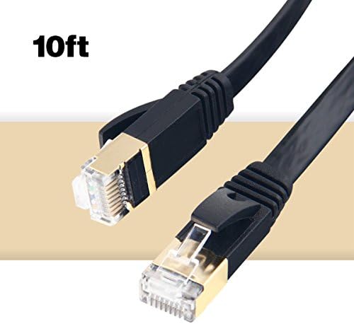 MKDGO Flat Cat7 Ethernet Cable 10ft Shielded (STP) Slim Rj45 LAN Network Cable 10GB 600MHz Internet Computer Patch Cable for Switch/Hubs/Router/Modem/Patch Panel/PS3/PS4/X-box (3M/10FT)