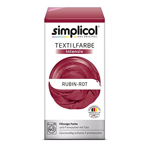 Simplicol Textilfarbe intensiv all in 1 -Flüssige Rezeptur " Rubin-Rot" Neu!