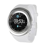 HUIHUI Bluetooth Smartwatch- Telefon Kamerad volle runde Schirm SIM für Android für IOS (One Size, Weiß)