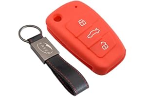 KASER Funda Silicona para Llave Audi – Carcasa Llaveros 3 Botones para Coche A1 A3 S3 A4 S4 A5 S5 A6 A7 Q3 Q5 Q7 TT Cover Case Protección Remoto Mando Auto (Rojo)