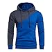 Produktbild VENMO Mens 'Patchwork Hoodie mit Kapuze Sweatshirt Tops Langarmjacke Mantel Outwear Jacke Kapuze Hoodie Sweatshirt Herren Winter Warme Sweatshirt Hoodie Kapuzenpullover Wintermantel (XL, Blue)