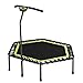 Produktbild SHXF Fitness-Trampolin Verstellbarer Haltegriff Freizeit-Trampolin Sicherheits Mute Indoor Rebounder für Erwachsene Kinder Cardio Workout Home Trainer Max-Grenze 330 lbs