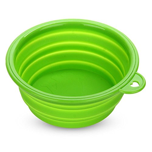 Ciotola, mangiatoia, abbeveratoio pieghevole in silicone per cani.