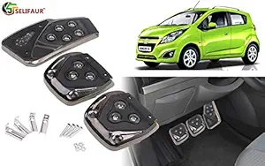 Selifaur - 3 Pcs Black Non-Slip Manual Car Pedals kit Pad Covers Set for Chevrolet Beat Type-2