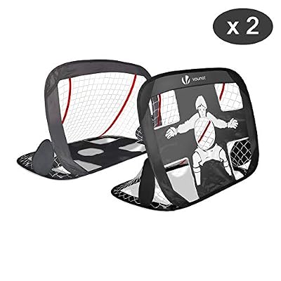 VOUNOT Cage DE Foot Portable - Lot DE 2 PCS | But de Football Pliable | Cage de Football Pop UP | Design 2 en 1 - But d'Entrainement - Cage de Foot Normale | avec Sac Rangement et Piquets