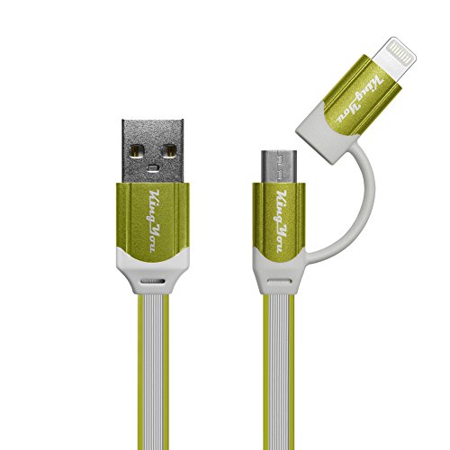 Kingyou 2 in 1 Lightning USB Kabel 1m Ladekabel USB Datenkabel geeignet für iPhone 6plus iPhone5c 5s iPad und Huawei Samsung Sony Usw Android Smartphones (Grün)