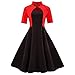 Produktbild TEBAISE Mode Sommer Klassik Chinesischer Stil Stehkragen Rockabilly Damen Elegant Patchwork Vintage Kleid Retro Tasten Faltenrock 3/4 ÄRmel Cocktail Partykleider Abendkleid Karneval Valentinstag