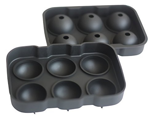 XXL-Eiskugelform für 6 Eiskugeln mit 4,5 cm Durchmesser aus Silikon - Eiswürfelform, Eisform, Eiskugel, Ice Ball Mold, Silikon-Eiswürfelform, Sphere Silikon-Eis-Maker