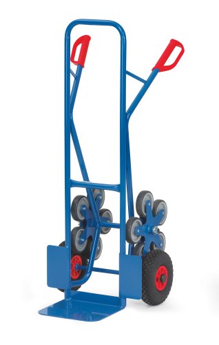 Fetra Stahlrohr-Treppenkarre, Traglast 200 kg, Schaufel, 2 Räder Lufbereifung mit 2 Fünfarmige Radsterne, 1 Stück, 1300 x 590 mm, blau, TK1327