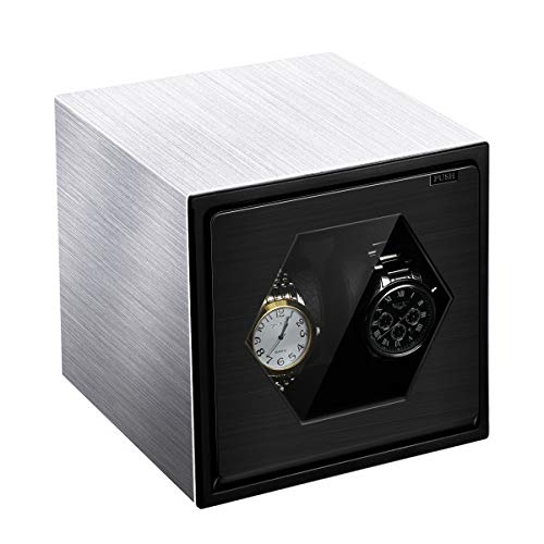 CRITIRON Watch Winder 4+6, Rotating Case for 10 Automatic Watches 4 Movement + 6 Rest, Premium Crocodile Synthetic Leather Craft, Black Silver