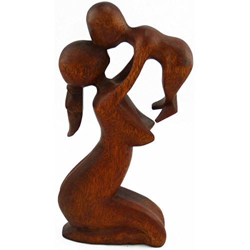 Holz Figur Skulptur Abstrakt Holzfigur Statue Afrika Asia Handarbeit Deko Mutter Größe 15 cm - 6