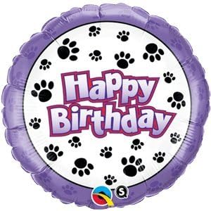 Birthday Paw Print balloon delivered inflated in a box with Free Delivery