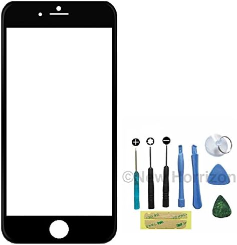 New Horrizon - Replacement Front Outer Glass Screen Lens For Samsung Galaxy S3 -S4 - S5 - Mini - NOTE 1 2 3 4 - iPhone 6/6 Plus Tools Included (iPhone 6 Plus 5.5", Black)