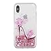 Produktbild iPhone XS Handyhülle iPhone X Schutzhülle mit Glitzer Flüssig, Edaroo Lustig Kreativ TPU Silikon Dünn Transparent Bling Flüssighülle Flüssigkeit Treibsand Case Handycover Rosa High Heels