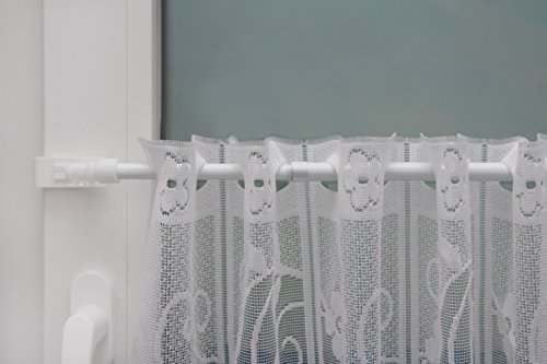 Gardinenstange ausziehbar " California " verschiedene Größen und Farben + Klemmträger zur Aufhängung von Scheibengardinen ohne Bohren Weiß 85-130 cm